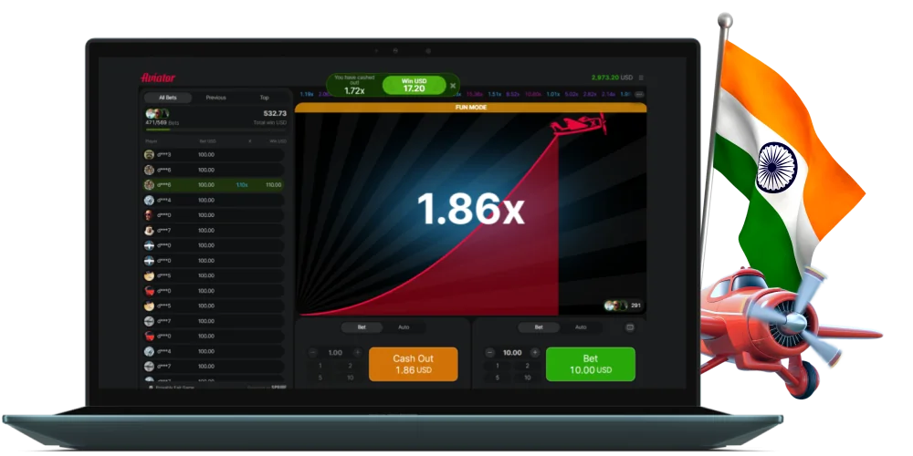 Aviator India crash game with rising multiplier